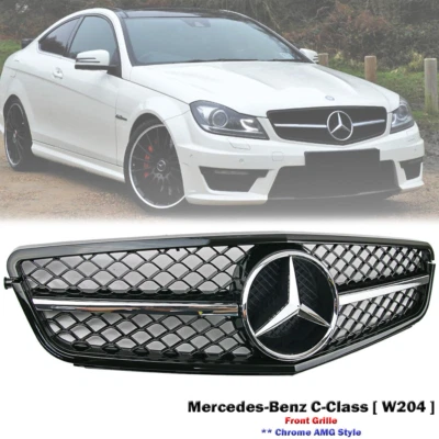 Front Upper Grille Grill w/Emblem For Mercedes Benz W204 C250 C300 2008-2014 Foto 1 de 4