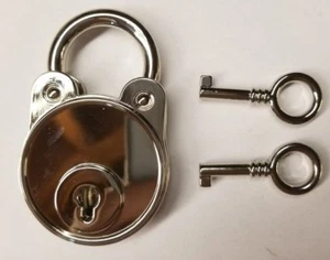 Nickel Plated Chrome Pad Lock shine fancy keys jewelry box pouch small - Picture 1 of 7