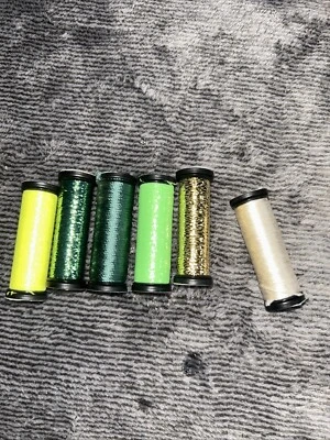 Kreinik Metallics Blending Filament Thread Embroidery Lot  6 Spools Green Gold - Image 1 of 4