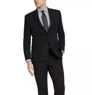 Geoffrey Beene 男式经典合身西装外套夹克,尺寸 40L,黑色 👍 — 第 1/4 张图片