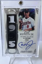 Cal Ripken 2006 Topps sterling on card hard auto quad game used jersey 2/10 HOF