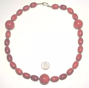 VINTAGE Barrel & Round SPONGE CORAL Bead NECKLACE-Gold Tone Closure 96 GRAMS - Picture 1 of 4