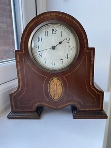 Antique French Inlaid Mahogany Mantel Clock with winder key circa 1900 (working) - Picture 1 of 24