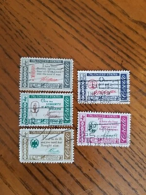 Vintage 4¢ Postage Stamps American Credo Series Set of 5 1960-61 - Image 1 of 4