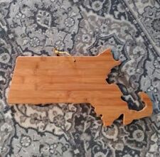 Massachusetts State Shaped Bamboo Wood Cutting Board Serving For New Home EUC 