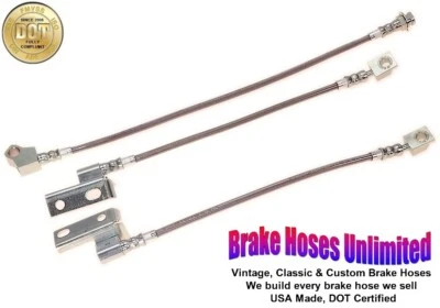 STAINLESS BRAKE HOSE SET Mercury Cyclone 1968 1969 1970 1971 - Front Disc - Image 1 of 2