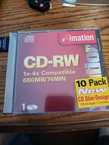 10 Pack Imation CD-RW 74 Min 650 MB Slim Jewel Cases Brand New Sealed - Picture 1 of 1