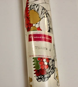United DeSoto vintage wallpaper 72 sq. ft. mod basket of fruit MOD MCM - Picture 1 of 4