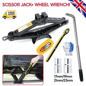 2.5 Ton Tonne Scissor Jack Lift Wind Up for Car Van Garage w/Crank Speed Handle - Picture 1 of 16