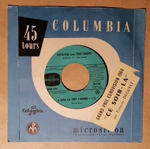 EDITH PIAF avec THEO SARAPO : À Quoi Ça Sert L'amour 7" 45T Juke-Box SCRF 571 - Imagen 1 de 2