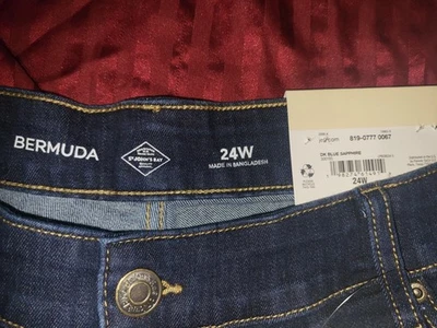 St John's Bay Women's Dark Denim Bermuda Shorts, Size 24W, Stretch - Image 1 of 4