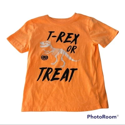 City Streets Size XS 6/7Orange Halloween Trex Trick or Treat Shirt - Image 1 of 4