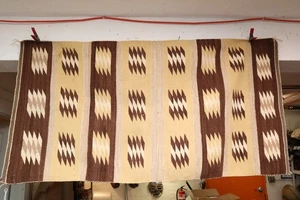 ATQ Navajo Teppich Indianer Indianer Auge schillernd gestreift GROSS 53x33" Vintage Webart - Bild 1 von 9