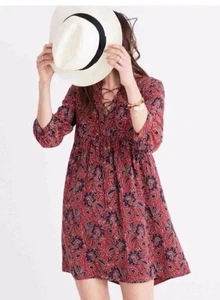 Madewell Damen Seide Schnür Assam Kleid MEDIUM Blumen Boho Prärie Herbst - Bild 1 von 13