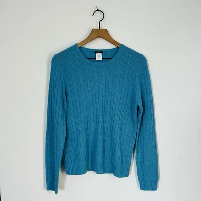 Suéter J.Crew Tejido con Cable Cuello Redondo Azul Lana Cabello de Conejo y Cachemira Foto 1 de 4