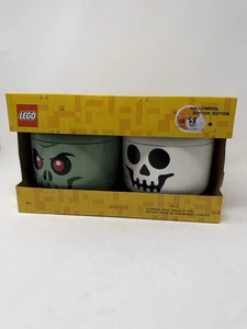 NEW LEGO Halloween Edition Small Storage Head 2-Piece Set Zombie Skeleton - Picture 1 of 4