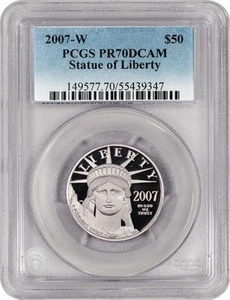 2007 W $50 Proof American Platinum Eagle 1/2 oz .9995 PCGS PR70 DCAM Deep Cameo - Picture 1 of 4