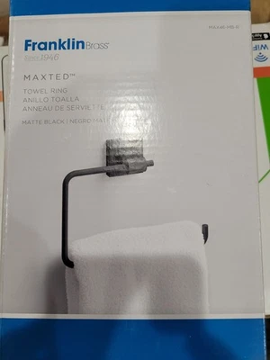 Maxted Wall Mount Square Open Towel Ring Bath Hardware Accessory in Matte Black - Image 1 of 4