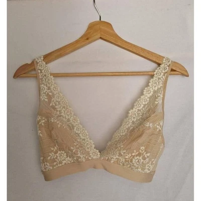 Sujetador Wacoal Abrazo Encaje Sin Alambres Bralette Tostado Crema 38 Estilo 852191 Ajustable Foto 1 de 4