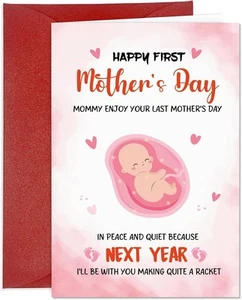 First Mothers Day Card for Mom from Bump Happy 1st Mother’s Greeting Pink - Picture 1 of 7