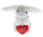 DolliBu I LOVE YOU Gray Sitting Rabbit Plush - Cute Animal with Heart, 6.5 Inch