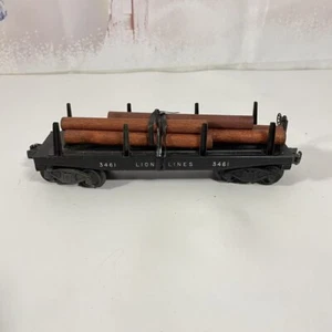 Postwar Lionel 3461 Automatic Lumber Car From 1950-51 with 5 Logs black - Picture 1 of 11