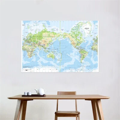 Mapa de la geografía del mundo de 7x5 pies 5x3 pies con impresiones de póster de ciudad decoración de pared Foto 1 de 4