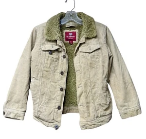 Youth Corduroy Jacket Sherpa Lined Size Med (8-10) Tan Faded Glory Y2K  - Picture 1 of 12