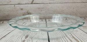 Pyrex Clear Glass Blue Tint Fluted Edge Deep Pie Plate 9.5" USA Baking C209 - Picture 1 of 11