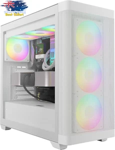 White ATX Mid Tower Gaming PC Case 7x120mm Fans Dual 360mm AIO USB 3.0 Type-C - Picture 1 of 12