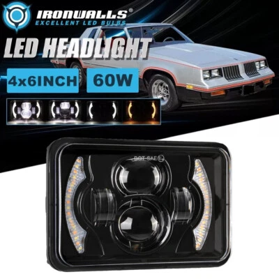 Faro LED alto/bajo haz sellado DRL giro para Oldsmobile Delta 88 1976-1986 4X6" Foto 1 de 4