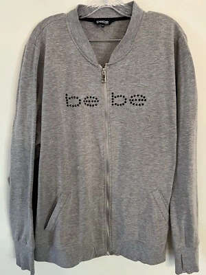 Sudadera para mujer BEBE SPORT gris negra con logotipo con cuentas talla 3X Foto 1 de 4
