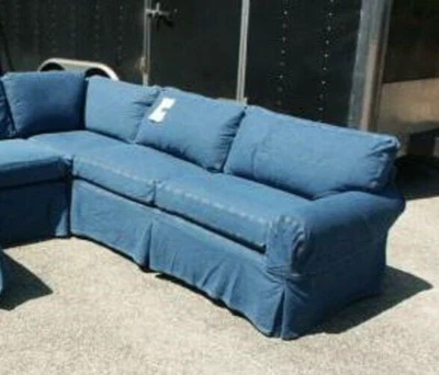 Pottery Barn Basic Sectional 96" SOFA SLIPCOVER ONLY Right Roll Arm Denim blue - Image 1 of 2