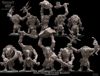 Stone Trolls Multi-Part Regiment - Wargames - 9th age - d&d - Tabletop - Immagine 1 di 4