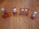 Set Of 4 Vintage 1980s Avon Teddy Bear On Red Ornament Bench Sled Chair Bike