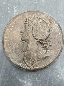 Bronze Tete Byzantine Mucha Style Wall Plaque - Picture 1 of 10