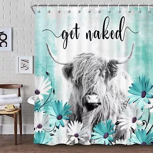 Western Shower Curtain Set Farmhouse Funny Shower Curtains Country Cow Shower... - Picture 1 of 8