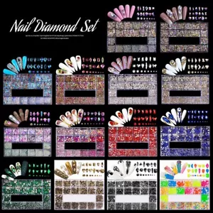 1 Caja Brillo Arte en Uñas Estrás Espalda Plana Cristales Gemas Uñas Decoración EE. UU. - Imagen 1 de 18