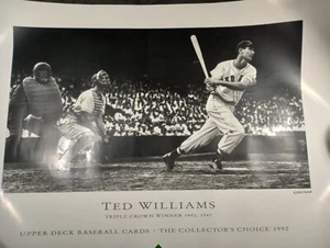 Vtg 29x21” Ted Williams Triple Crown Winner Baseball Upper Deck 1992 Poster - Picture 1 of 2
