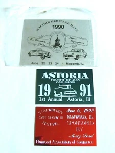 PLACA CAR SHOW 1990 MACOMB 1991 ASTORIA 1992 ELMWOOD ILLINOIS  - Imagen 1 de 5