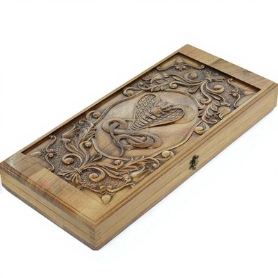 Handmade Wooden Backgammon Set "Cobra" 21.6 in – Carved Walnut Board Game Gift - Image 1 of 4