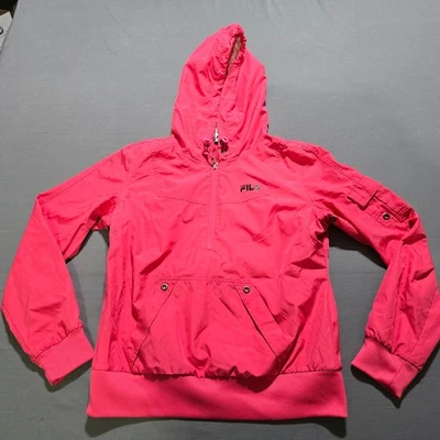 Chaqueta cortavientos Fila Sport para mujer rosa Henley 1/2 cremallera con capucha entrenamiento medio Foto 1 de 4
