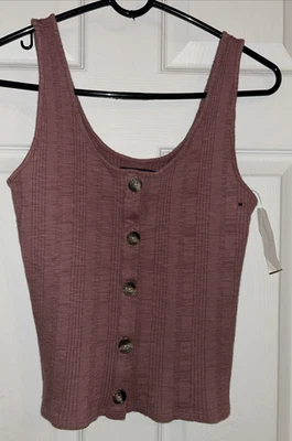 AMERICAN EAGLE лиловый фиолетовый/розовый размер M укороченный Henley Майка с кнопками новый с Ярлыками - Изображение 1 из 4