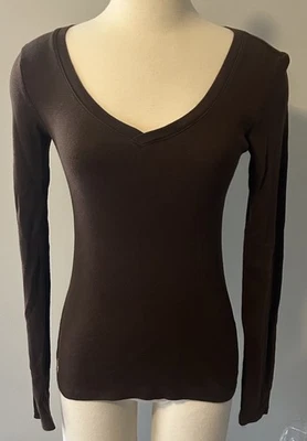 Sudadera deportiva para mujer Ralph Lauren marrón cuello en V manga media larga algodón Foto 1 de 4