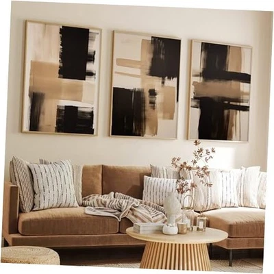 Arte de pared en lienzo abstracto negro y marrón neutro 16L" x 24W" negro, tinta, abstracto Foto 1 de 4