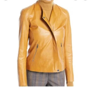 Ausgezeichnete Lafayette 148 New York Devlin glasiertes Lammleder Lederjacke Damen 12 - Bild 1 von 9