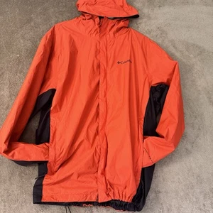 Columbia Jacket Mens Large L Orange Packable Omni-Tech Rain Coat Waterproof - Picture 1 of 12