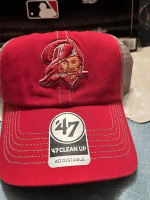 NUEVO '47 Marca NFL Tampa Bay Buccanee Bucco Bruce Trucker Sombrero Gorra Sombrero Ajustable Foto 1 de 4