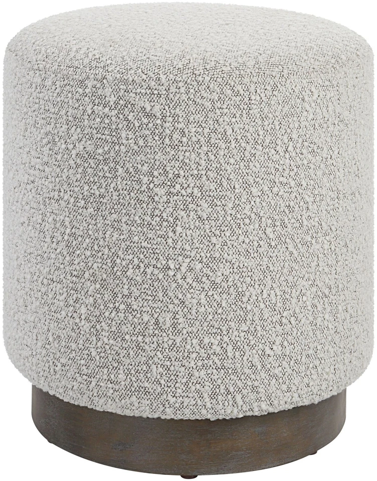 Uttermost 23665 Avila 18 inch Ivory and Warm Gray Boucle Fabric Ottoman
