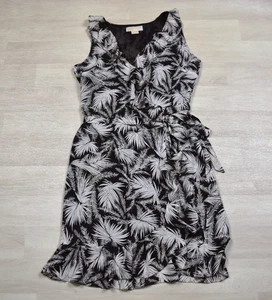 Michael Kors Mini Wrap Dress 100% Silk Vacation Resort Brown Ruffle 12 - Picture 1 of 4
